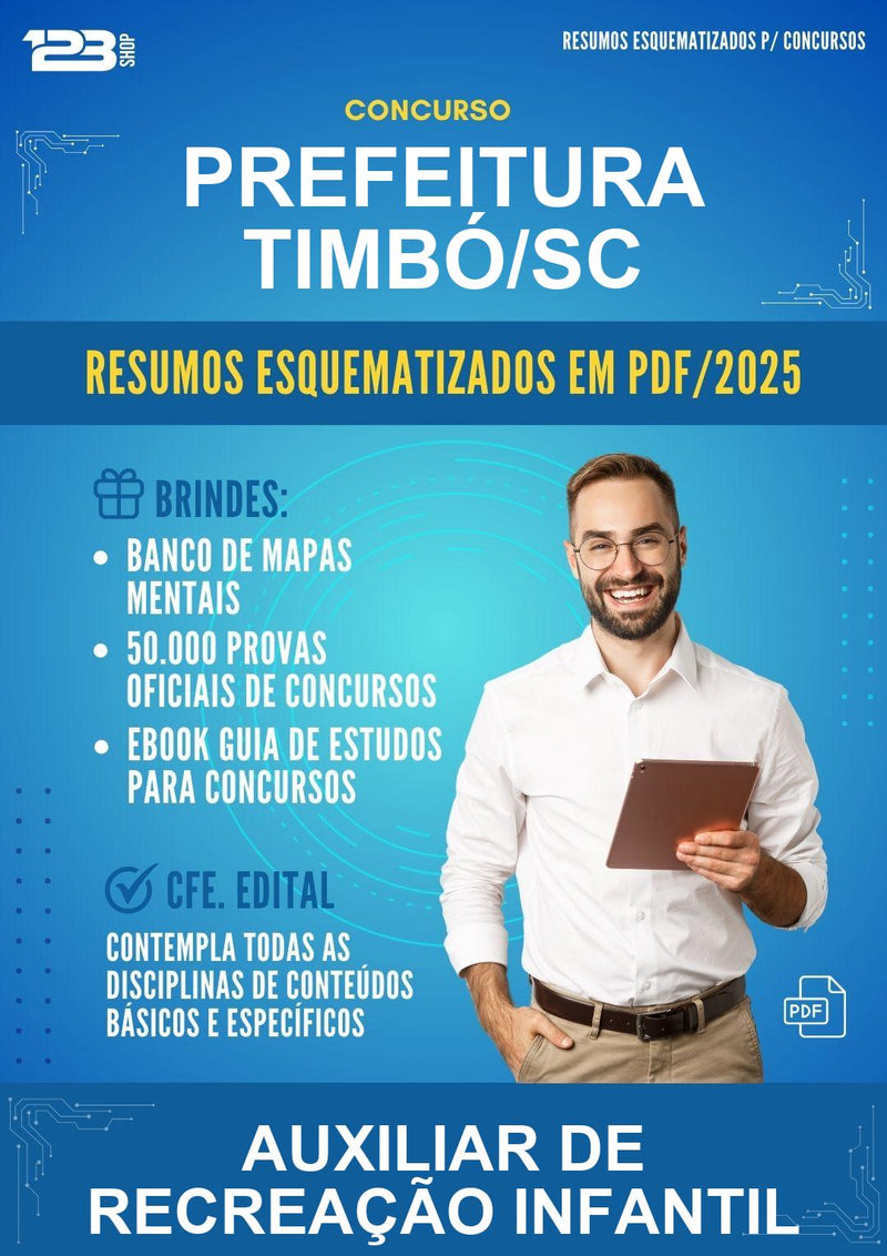 Resumos Esquematizados para o Concurso Prefeitura Timbó/SC para Auxiliar de Recreação Infantil