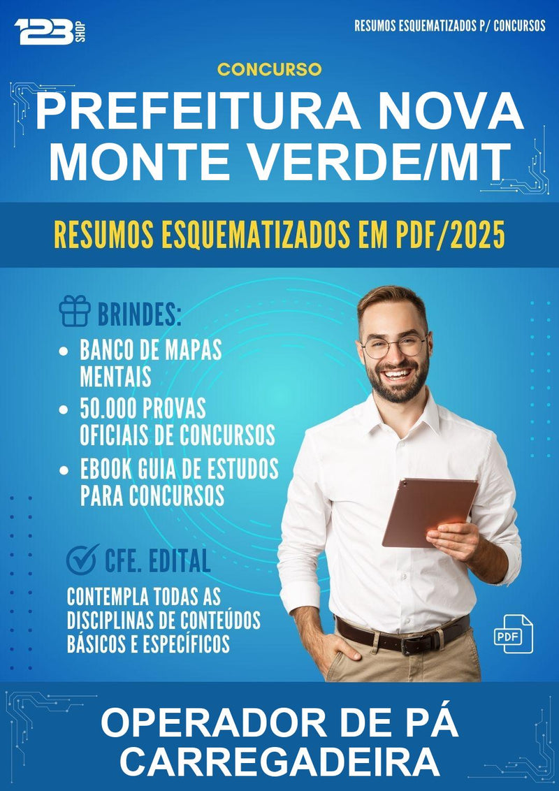 Resumos Esquematizados para o Concurso Prefeitura Nova Monte Verde/MT para Operador de Pá Carregadeira