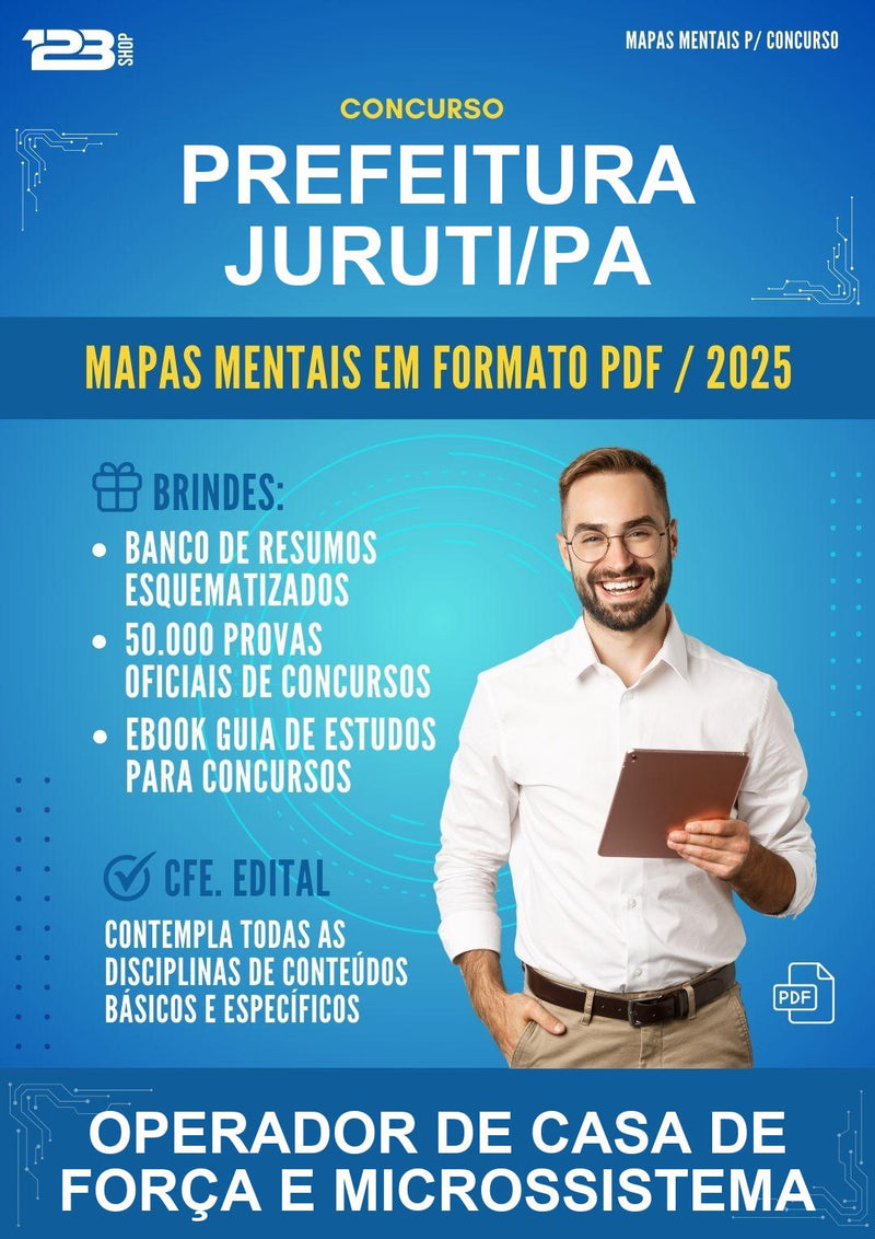 Mapas Mentais para o Concurso Prefeitura Juruti/PA para Operador de Casa de Força E Microssistema
