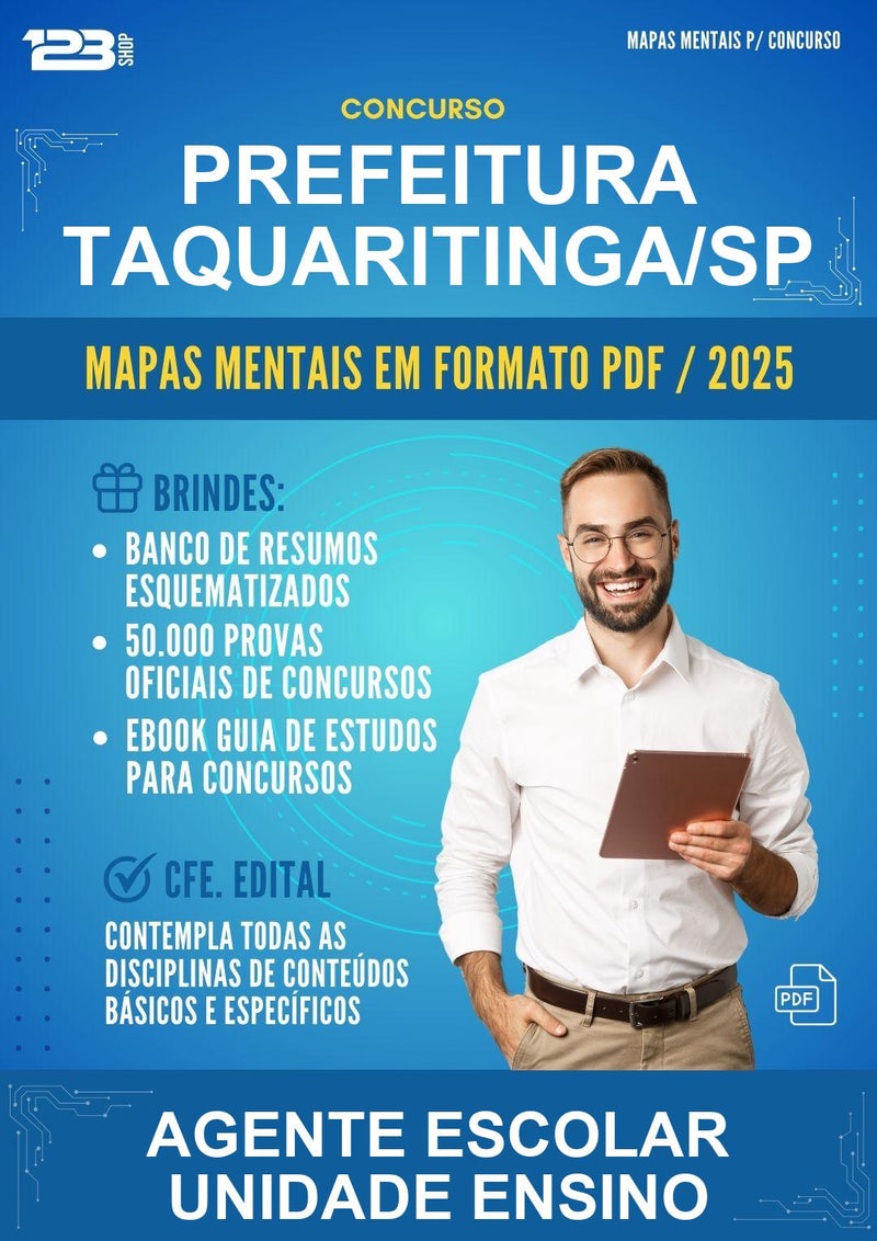 Mapas Mentais para o Concurso Prefeitura Taquaritinga/SP para Agente Escolar Unidade Ensino