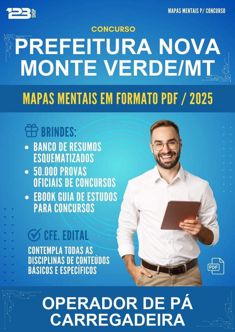 Mapas Mentais para o Concurso Prefeitura Nova Monte Verde/MT para Operador de Pá Carregadeira