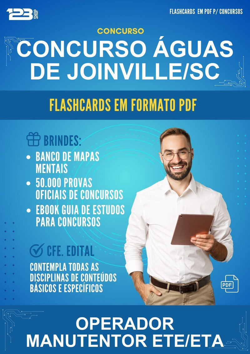Flashcards em PDF para o Concurso Águas de Joinville/SC para Operador Manutentor Ete/ETA - 1000 Flashcards