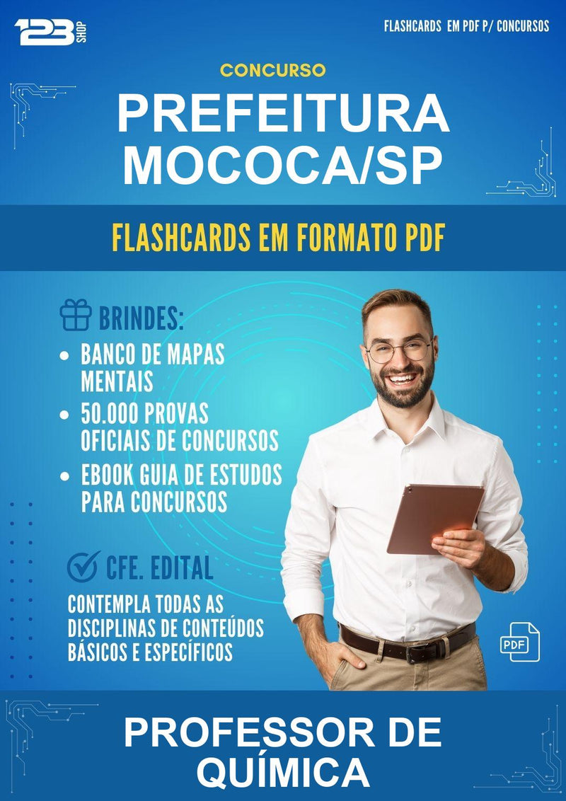 Flashcards em PDF para o Concurso Prefeitura Mococa/SP para Professor de Química - 1000 Flashcards