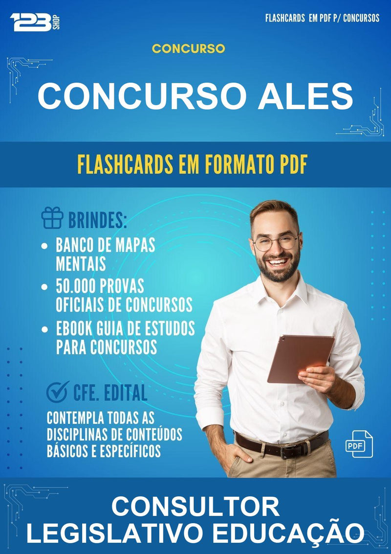 Flashcards em PDF para o Concurso Ales para Consultor Legislativo Educação - 1000 Flashcards