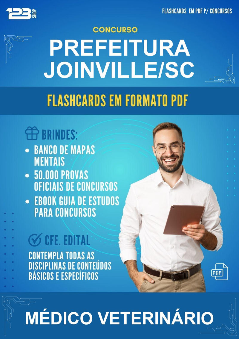 Flashcards em PDF para o Concurso Prefeitura Joinville/SC para Médico Veterinário - 1000 Flashcards