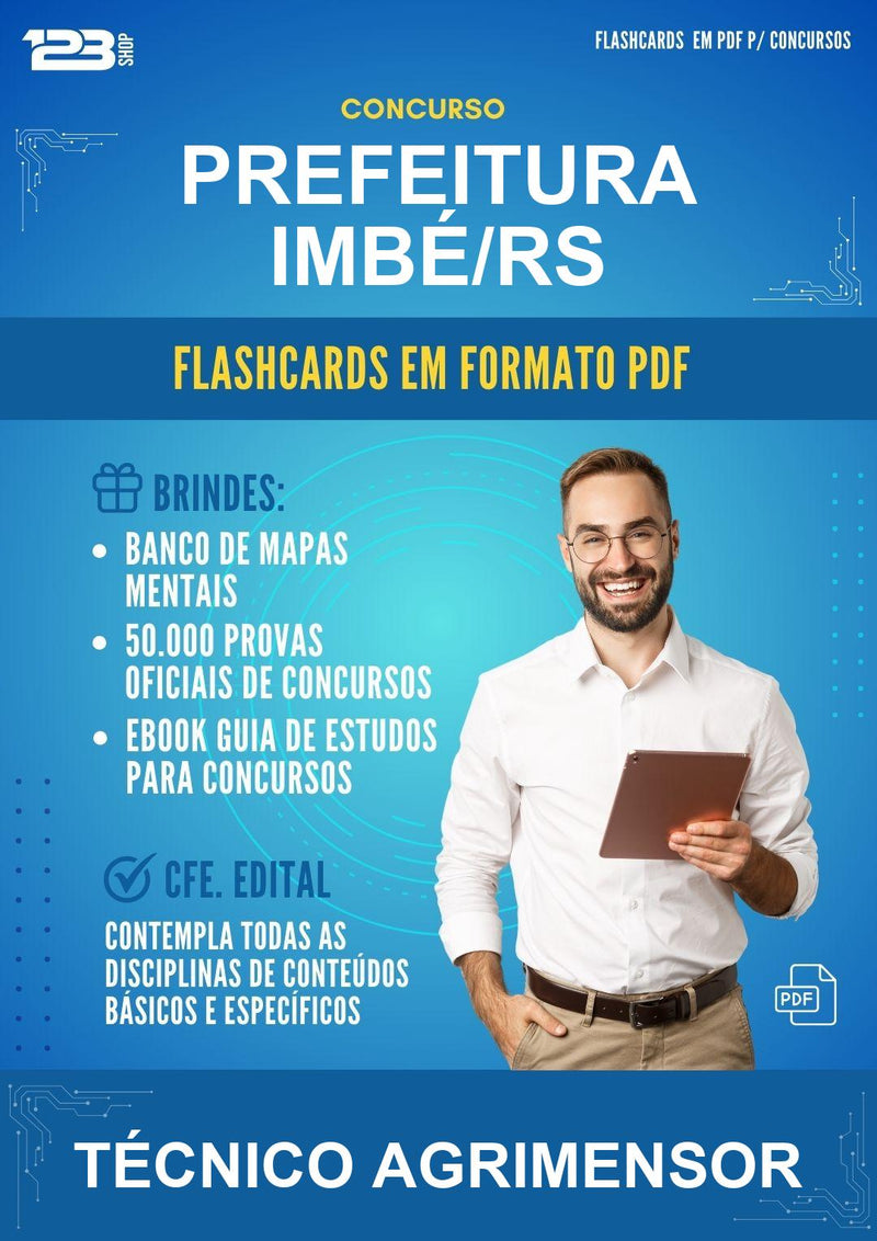 Flashcards em PDF para o Concurso Prefeitura Imbé/RS para Técnico Agrimensor - 1000 Flashcards