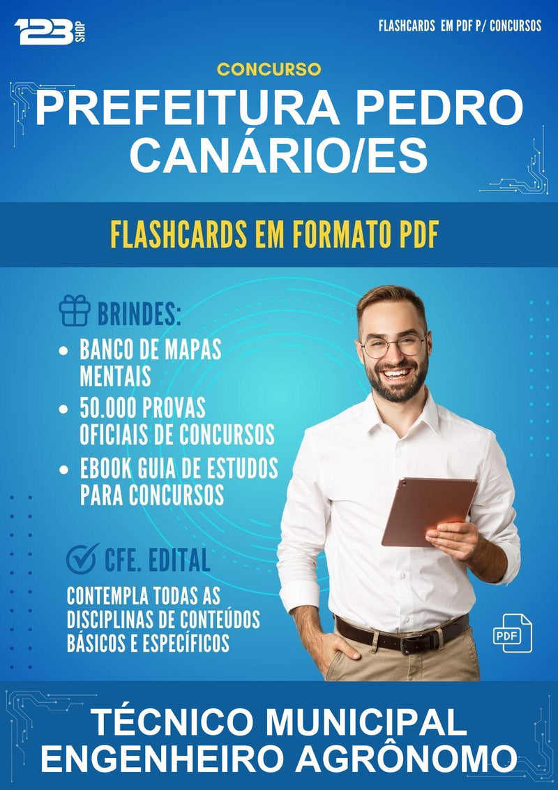 Flashcards em PDF para o Concurso Prefeitura Pedro Canário/ES para Técnico Municipal Engenheiro Agrônomo - 1000 Flashcards