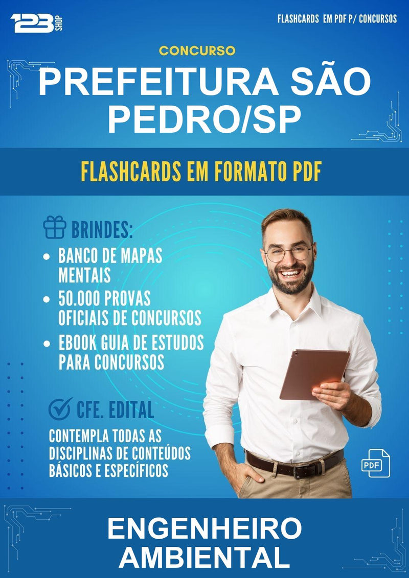 Flashcards em PDF para o Concurso Prefeitura São Pedro/SP para Engenheiro Ambiental - 1000 Flashcards