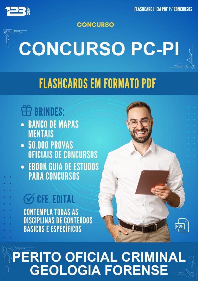 Flashcards em PDF para o Concurso Pc-pi para Perito Oficial Criminal Geologia Forense - 1000 Flashcards