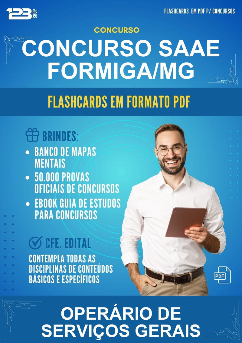 Flashcards em PDF para o Concurso Saae Formiga/MG para Operário de Serviços Gerais - 1000 Flashcards