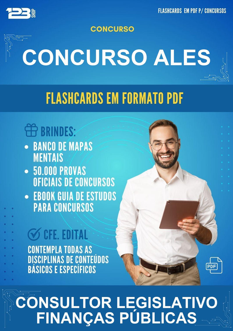 Flashcards em PDF para o Concurso Ales para Consultor Legislativo Finanças Públicas - 2000 Flashcards