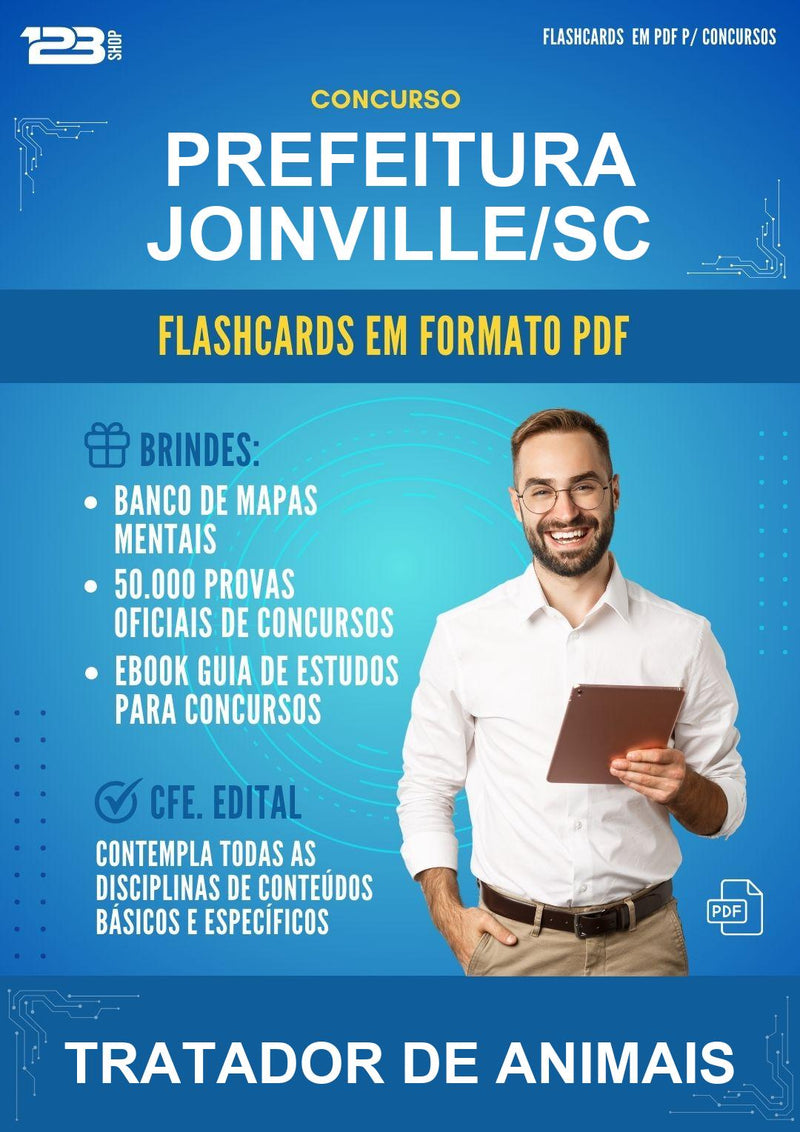 Flashcards em PDF para o Concurso Prefeitura Joinville/SC para Tratador de Animais - 2000 Flashcards