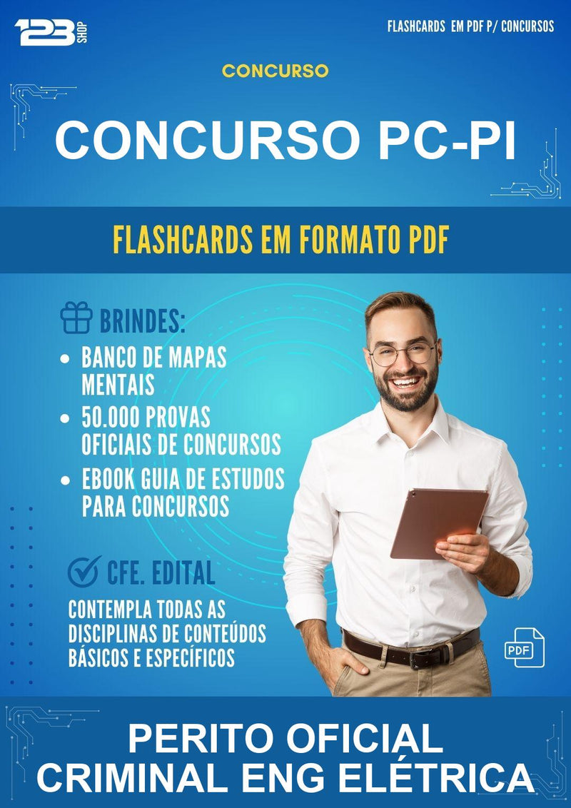 Flashcards em PDF para o Concurso Pc-pi para Perito Oficial Criminal Eng Elétrica - 2000 Flashcards