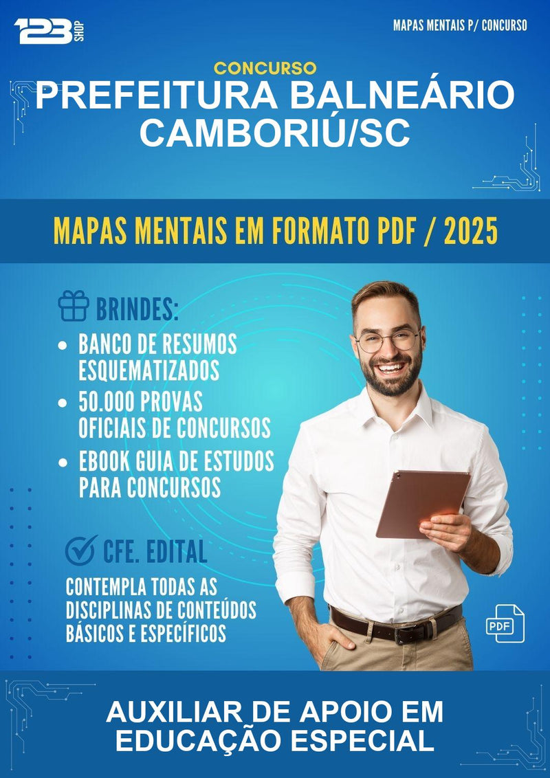 Mapas Mentais para o Concurso Prefeitura Balneário Camboriú/SC para Auxiliar de Apoio Em Educação Especial