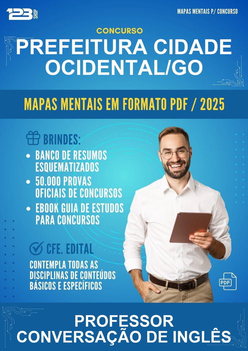 Mapas Mentais para o Concurso Prefeitura Cidade Ocidental/GO para Professor Conversação de Inglês