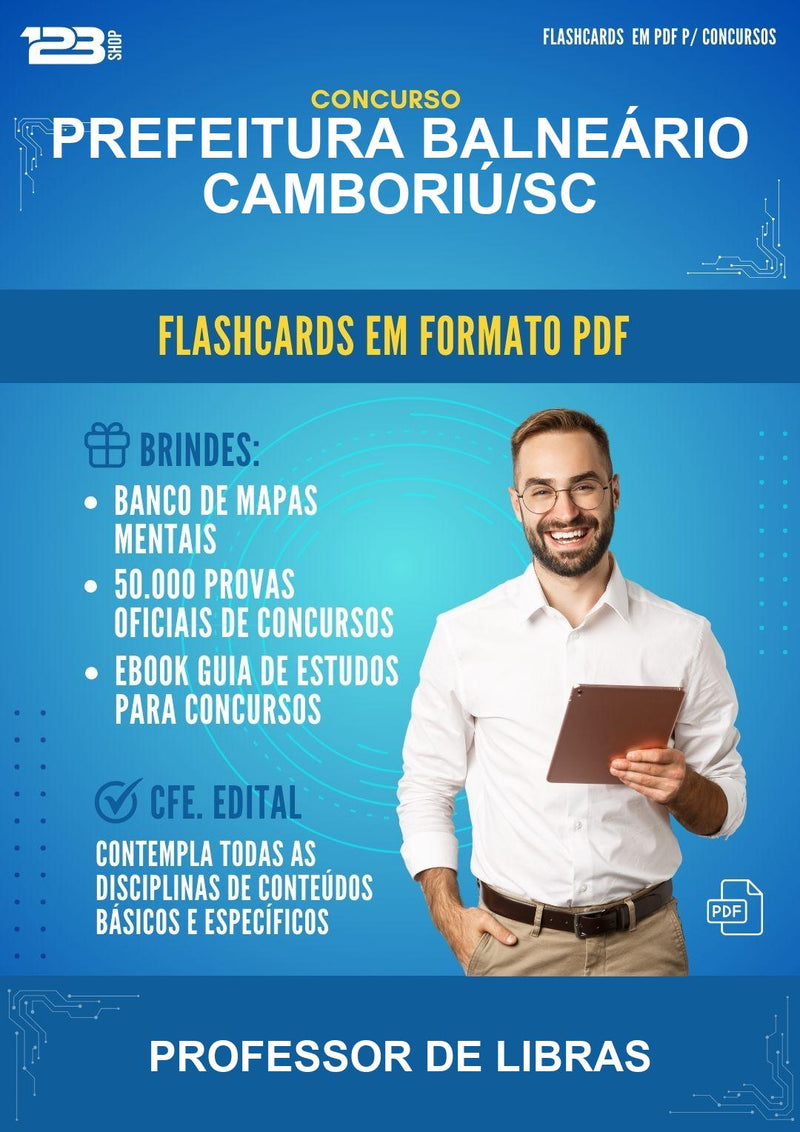 Flashcards em PDF para o Concurso Prefeitura Balneário Camboriú/SC para Professor de Libras - 400 Flashcards