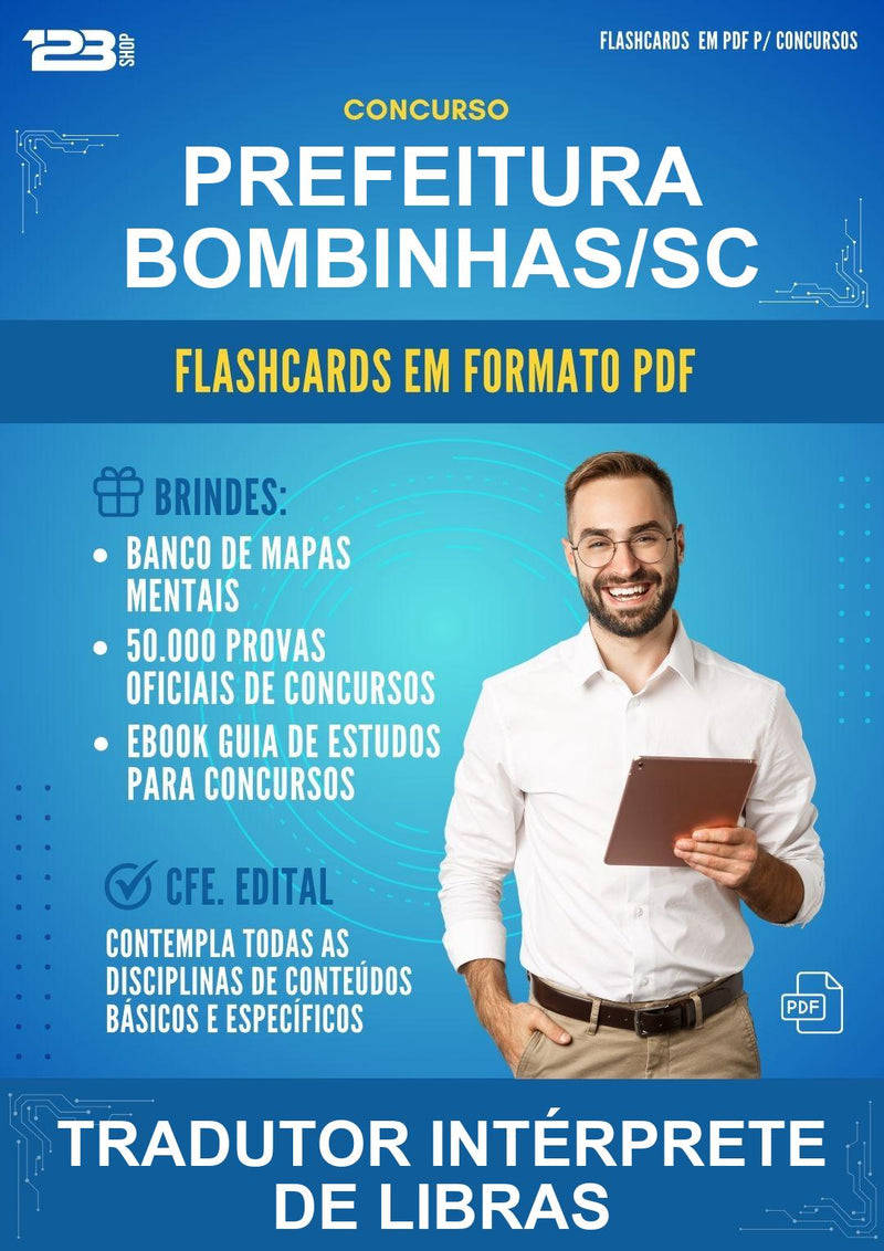Flashcards em PDF para o Concurso Prefeitura Bombinhas/SC para Tradutor Intérprete de Libras - 400 Flashcards