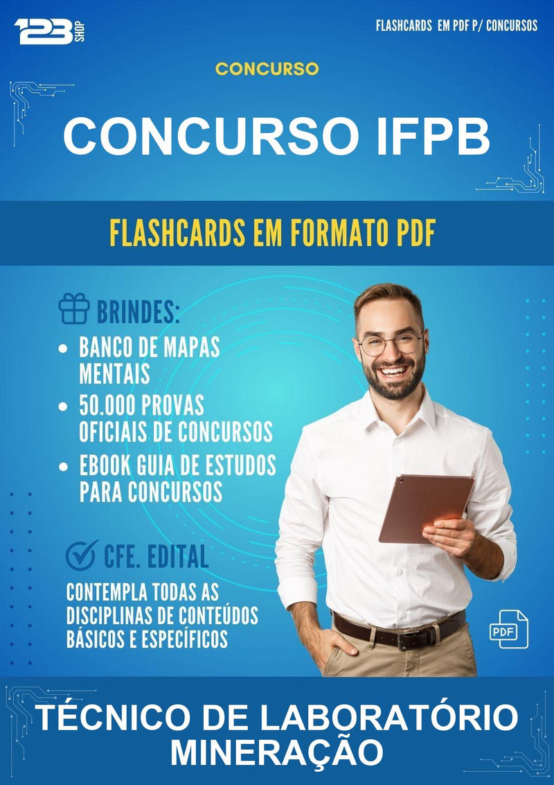 Flashcards em PDF para o Concurso Ifpb para Técnico de Laboratório Mineração - 400 Flashcards