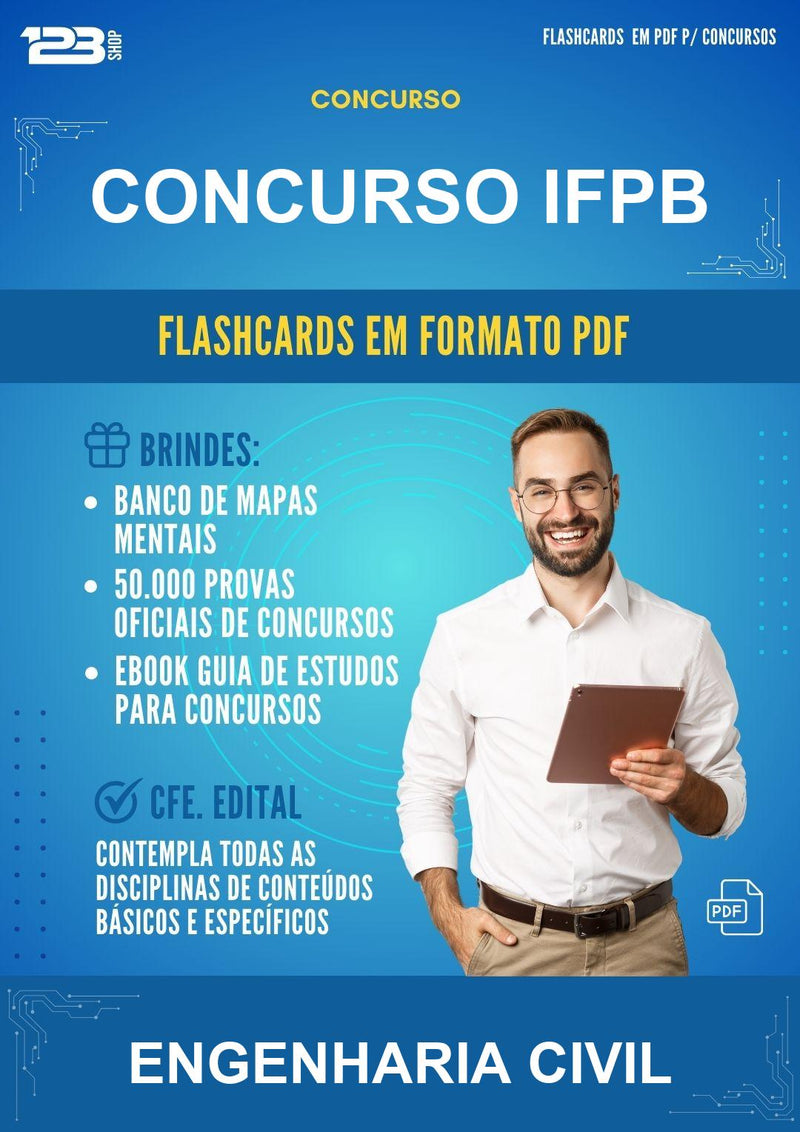 Flashcards em PDF para o Concurso Ifpb para Engenharia Civil - 1000 Flashcards