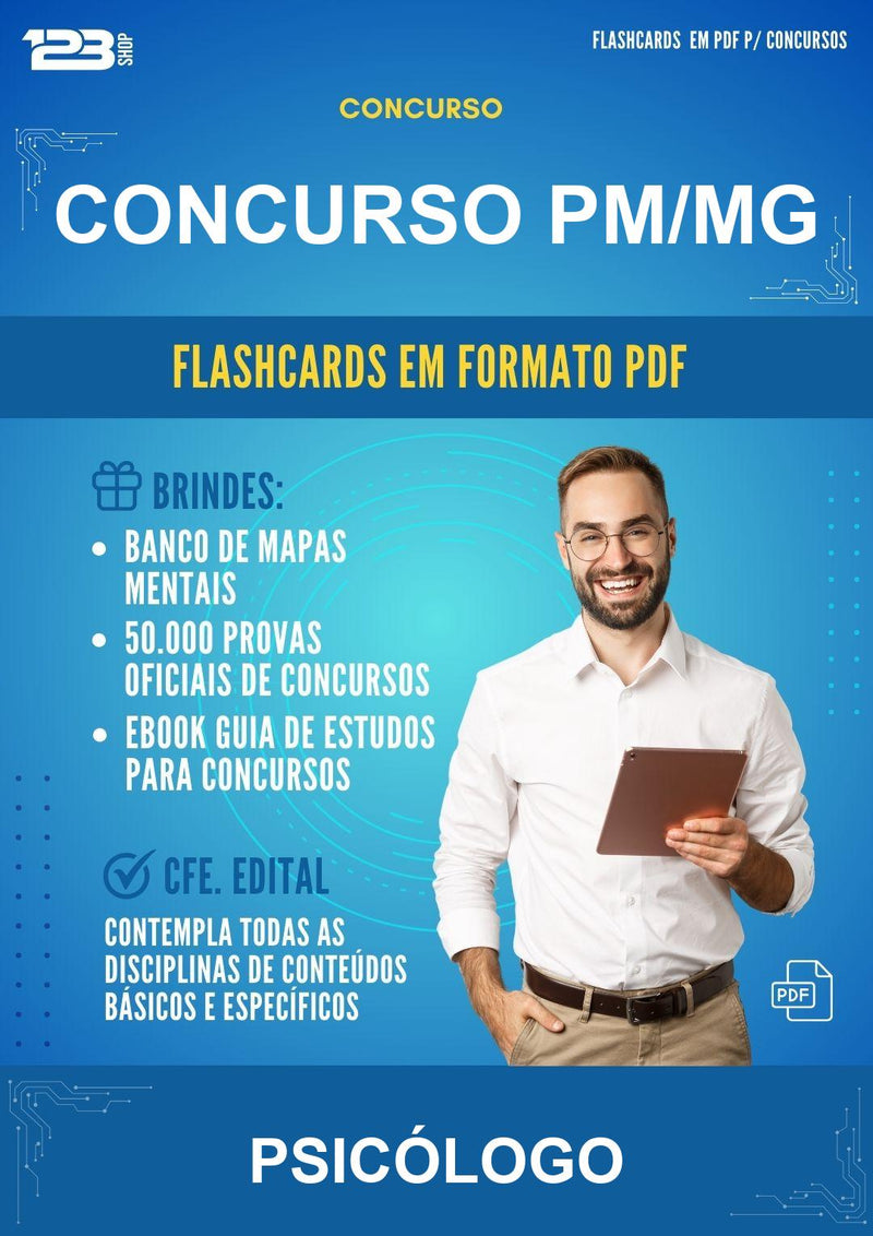 Flashcards em PDF para o Concurso Pm/MG para Psicólogo - 1000 Flashcards