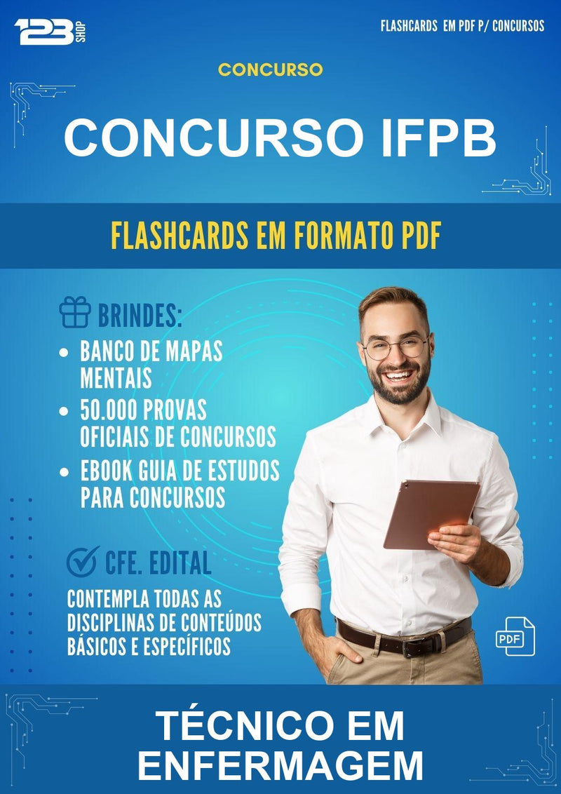Flashcards em PDF para o Concurso Ifpb para Técnico Em Enfermagem - 1000 Flashcards