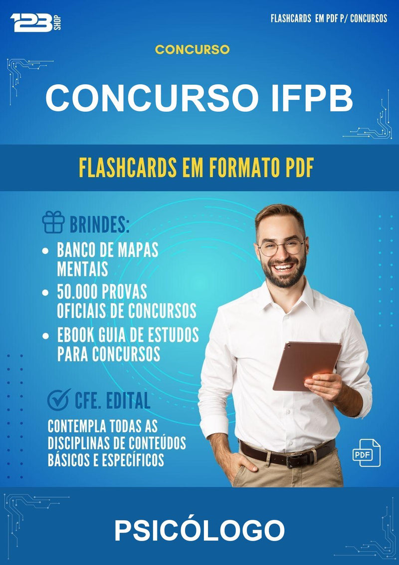 Flashcards em PDF para o Concurso Ifpb para Psicólogo - 1000 Flashcards