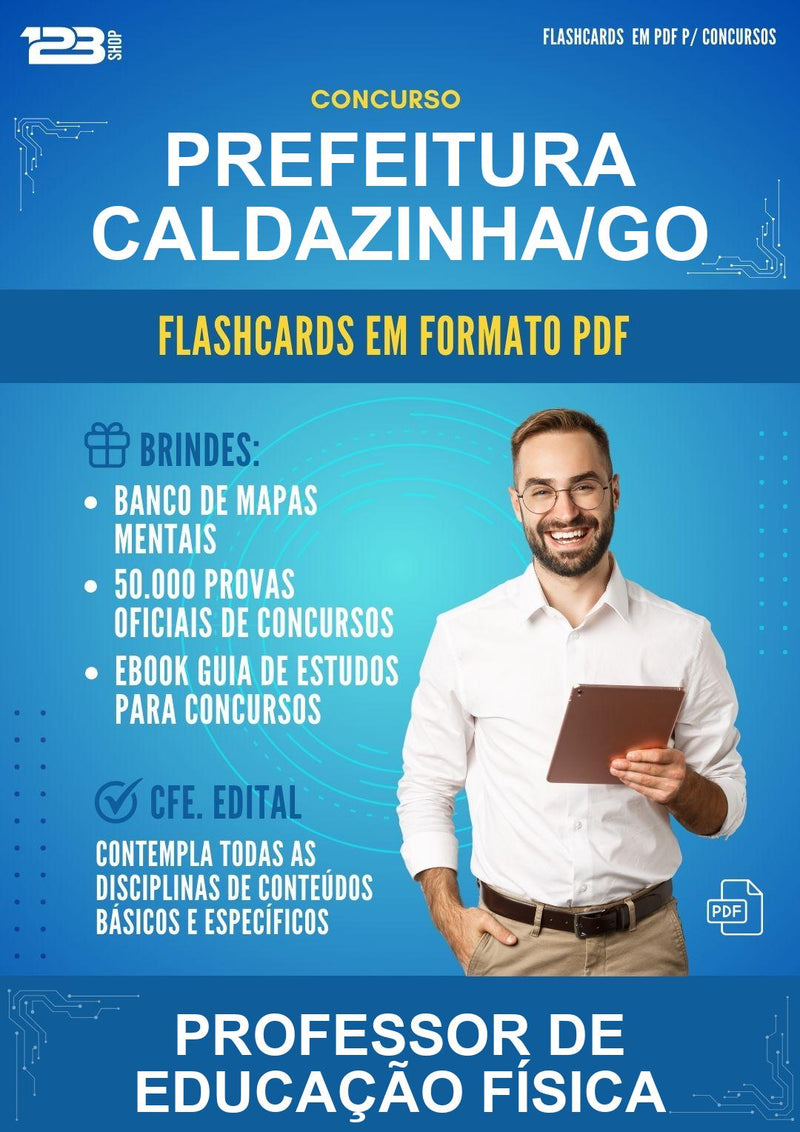 Flashcards em PDF para o Concurso Prefeitura Caldazinha/GO para Professor de Educação Física - 1000 Flashcards
