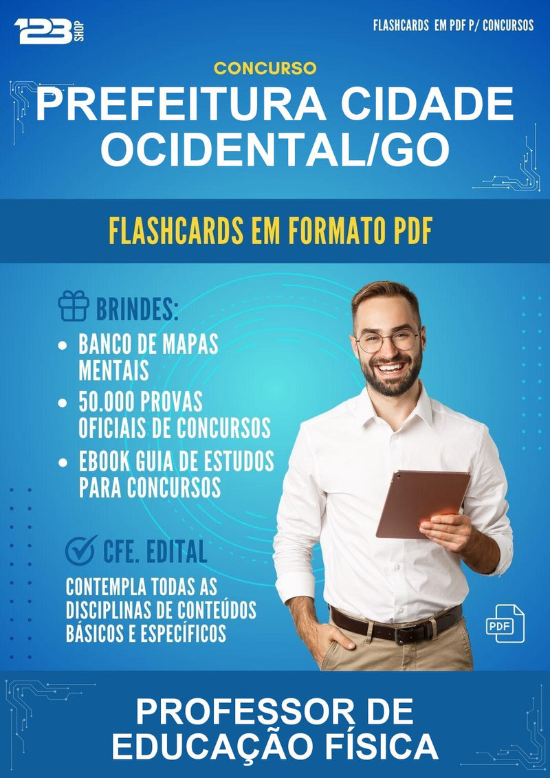 Flashcards em PDF para o Concurso Prefeitura Cidade Ocidental/GO para Professor de Educação Física - 1000 Flashcards
