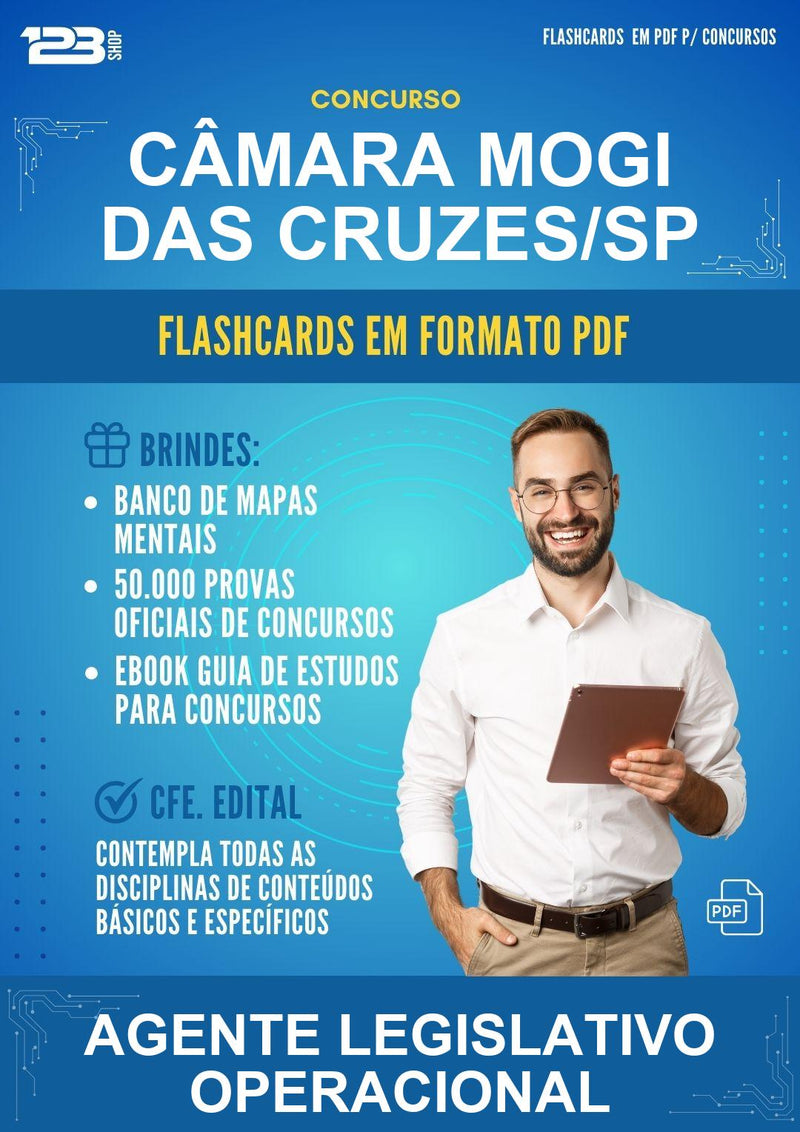 Flashcards em PDF para o Concurso Câmara Mogi das Cruzes/SP para Agente Legislativo Operacional - 1000 Flashcards