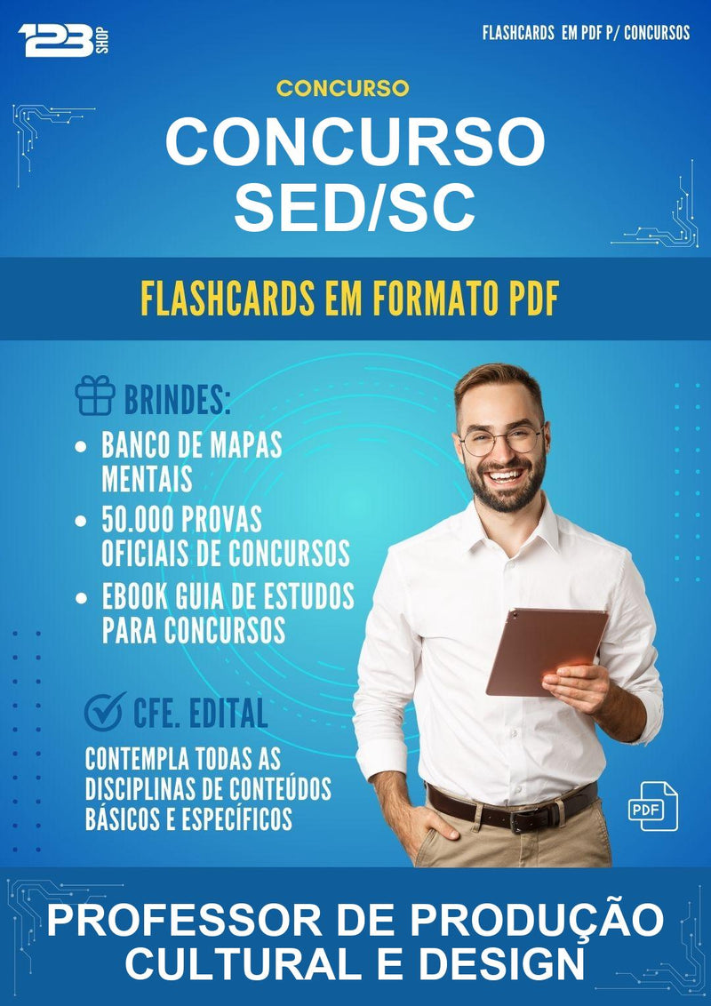 Flashcards em PDF para o Concurso Sed/SC para Professor de Produção Cultural E Design - 2000 Flashcards