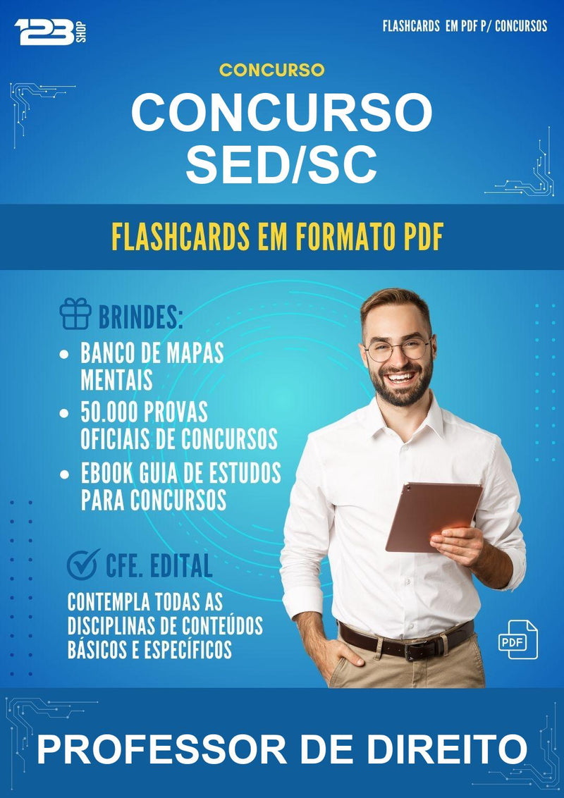 Flashcards em PDF para o Concurso Sed/SC para Professor de Direito - 2000 Flashcards