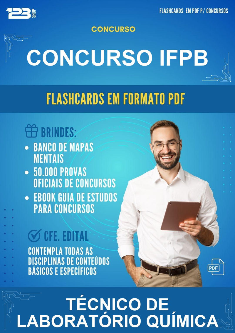 Flashcards em PDF para o Concurso Ifpb para Técnico de Laboratório Química - 2000 Flashcards