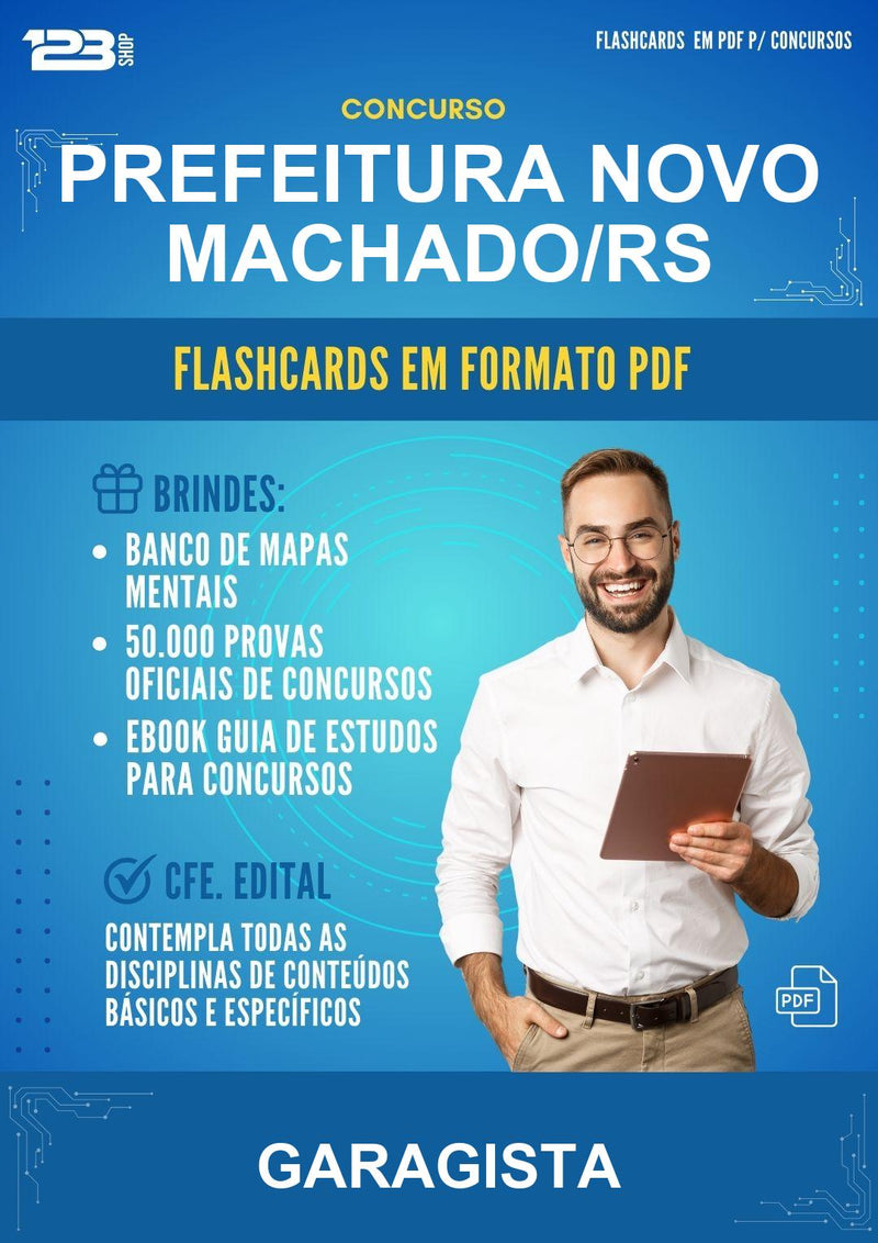 Flashcards em PDF para o Concurso Prefeitura Novo Machado/RS para Garagista - 2000 Flashcards