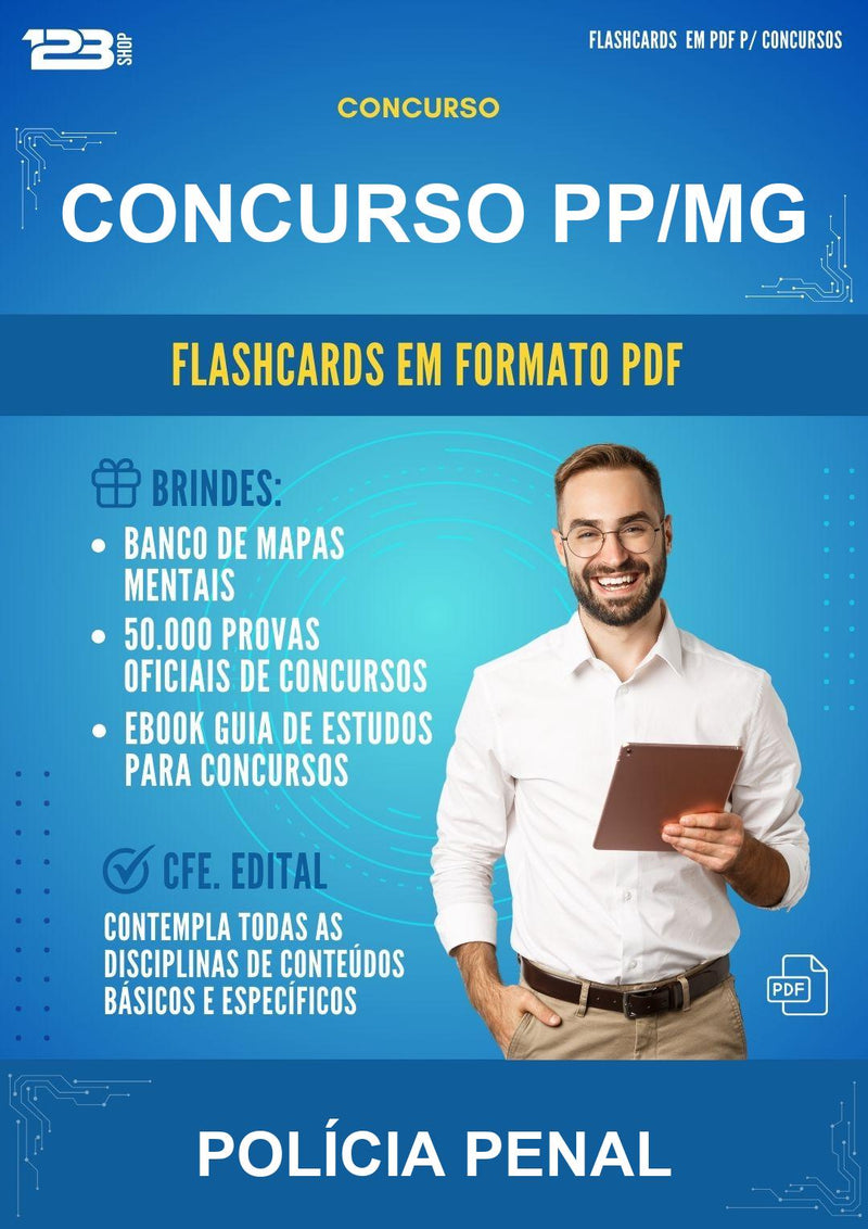 Flashcards em PDF para o Concurso Pp/MG para Polícia Penal - 2000 Flashcards