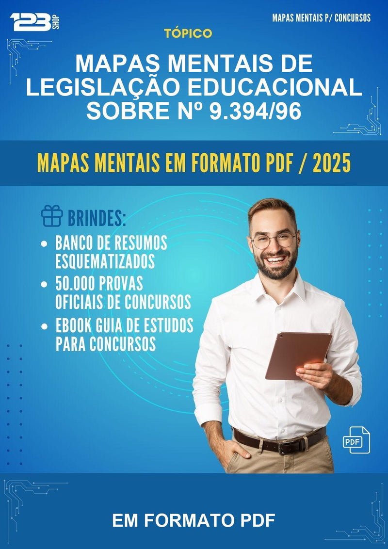Mapas Mentais de Legislação Educacional Sobre Nº 9.394/96  - Em Formato Pdf