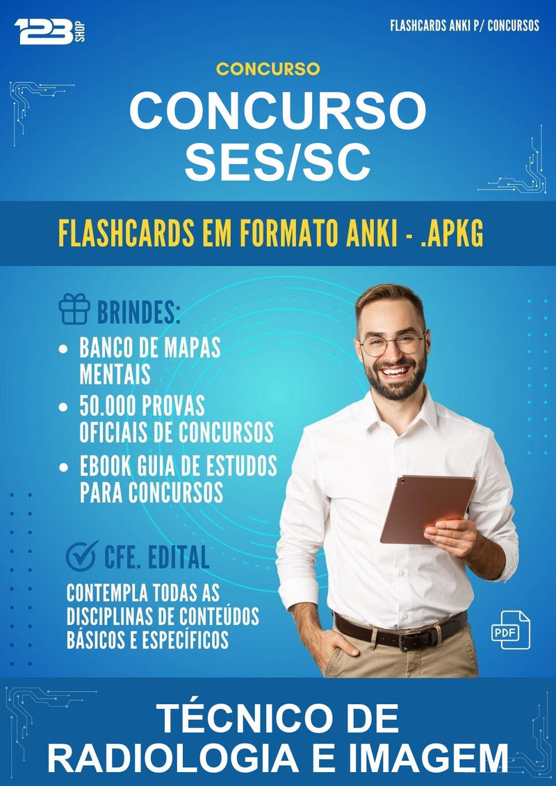 Flashcards Anki para o Concurso Ses/SC para Técnico de Radiologia E Imagem - 1000 Flashcards