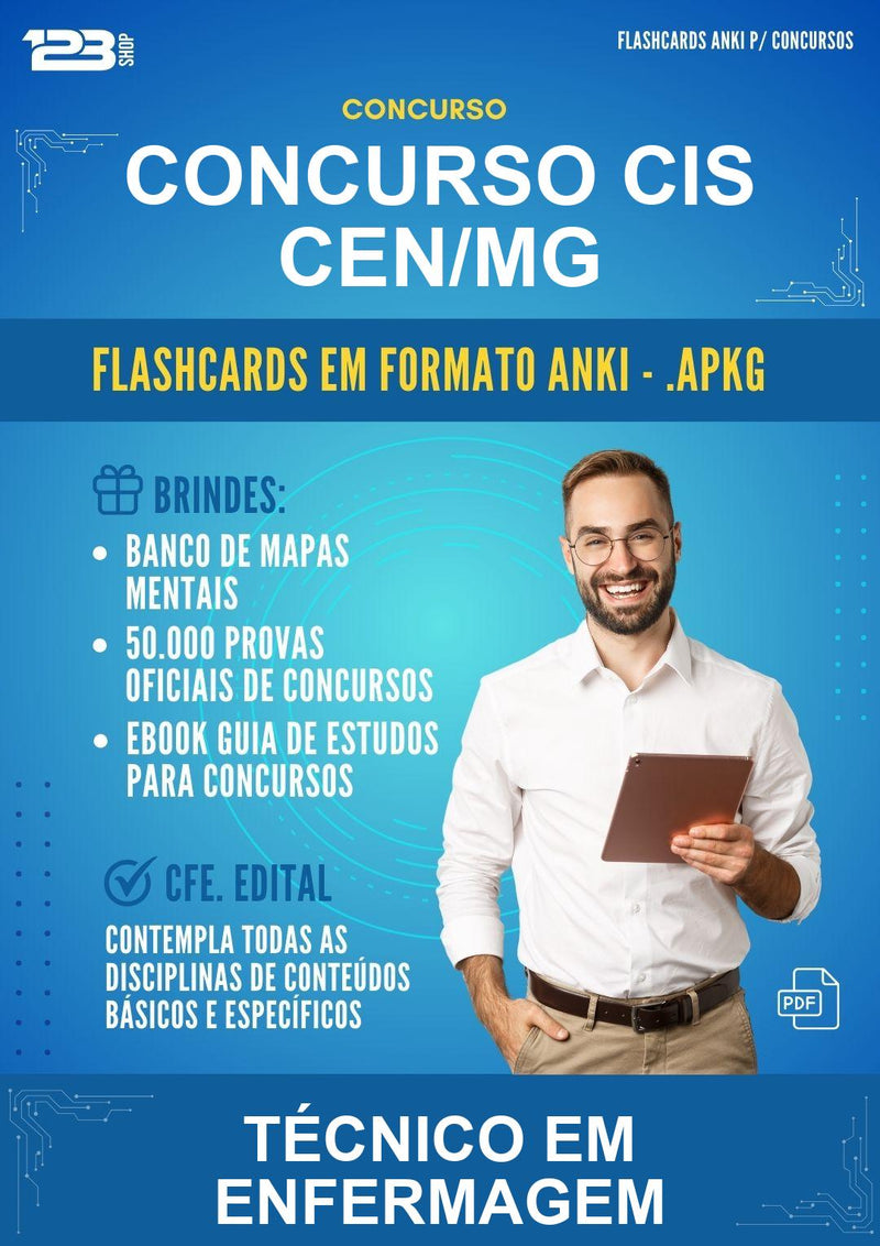 Flashcards Anki para o Concurso Cis Cen/MG para Técnico Em Enfermagem - 2000 Flashcards