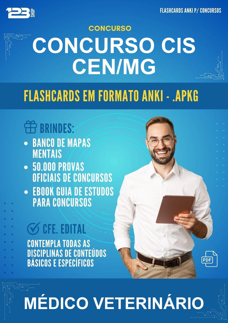 Flashcards Anki para o Concurso Cis Cen/MG para Médico Veterinário - 2000 Flashcards