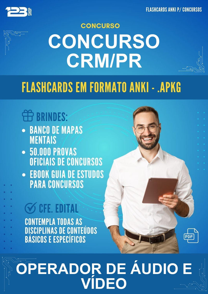 Flashcards Anki para o Concurso Crm/PR para Operador de Áudio E Vídeo - 2000 Flashcards