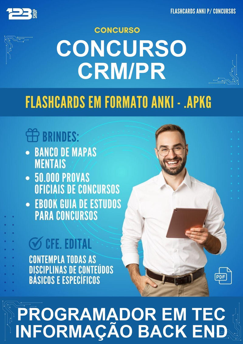 Flashcards Anki para o Concurso Crm/PR para Programador Em Tec Informação Back End - 2000 Flashcards