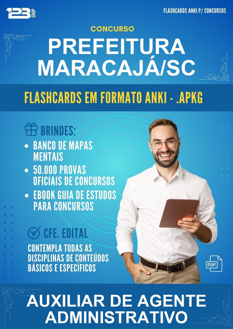 Flashcards Anki para o Concurso Prefeitura Maracajá/SC para Auxiliar de Agente Administrativo - 2000 Flashcards