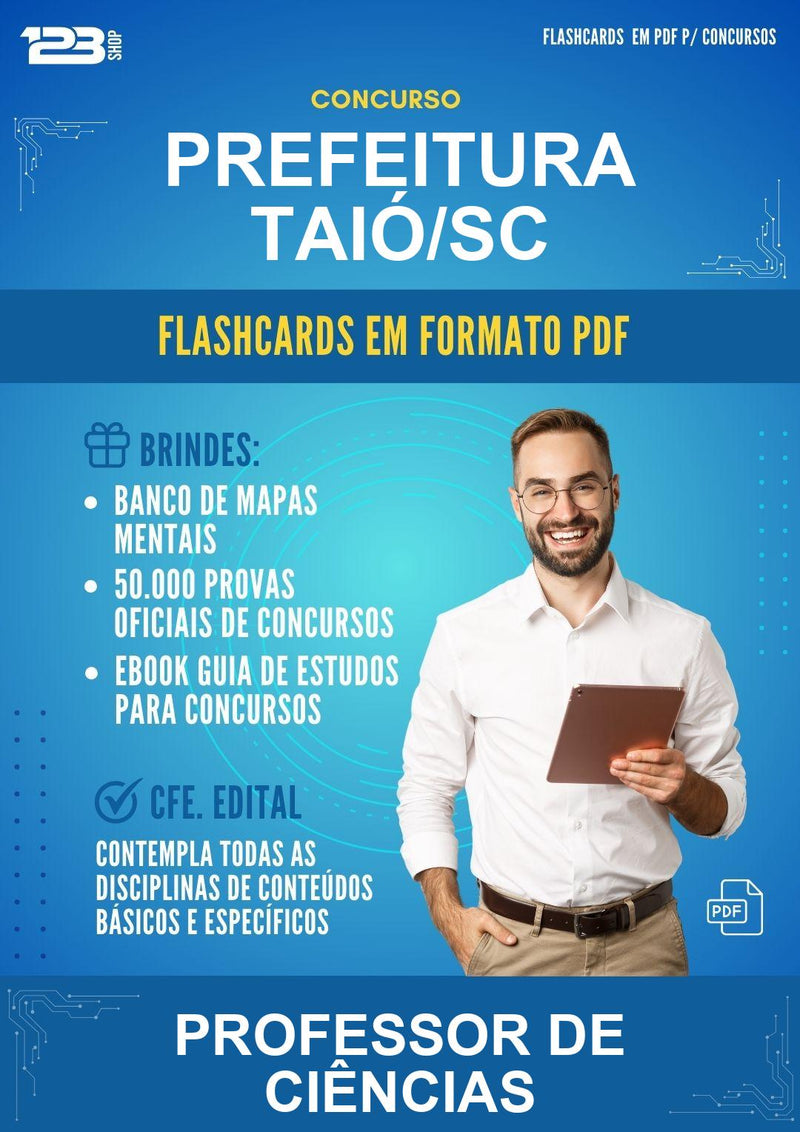 Flashcards em PDF para o Concurso Prefeitura Taió/SC para Professor de Ciências - 1000 Flashcards