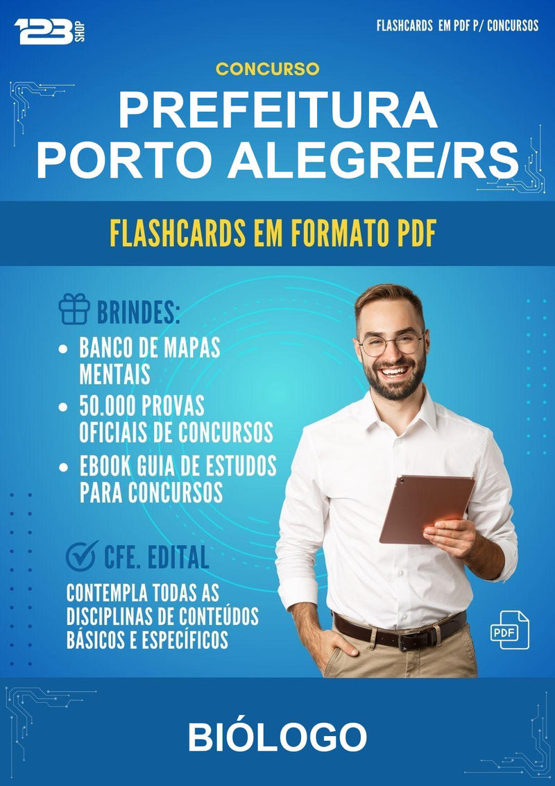 Flashcards em PDF para o Concurso Prefeitura Porto Alegre/RS para Biólogo - 1000 Flashcards