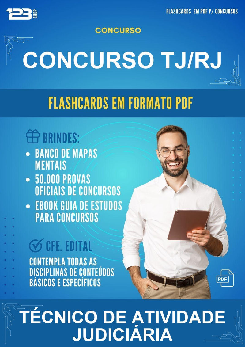 Flashcards em PDF para o Concurso Tj/RJ para Técnico de Atividade Judiciária - 2000 Flashcards
