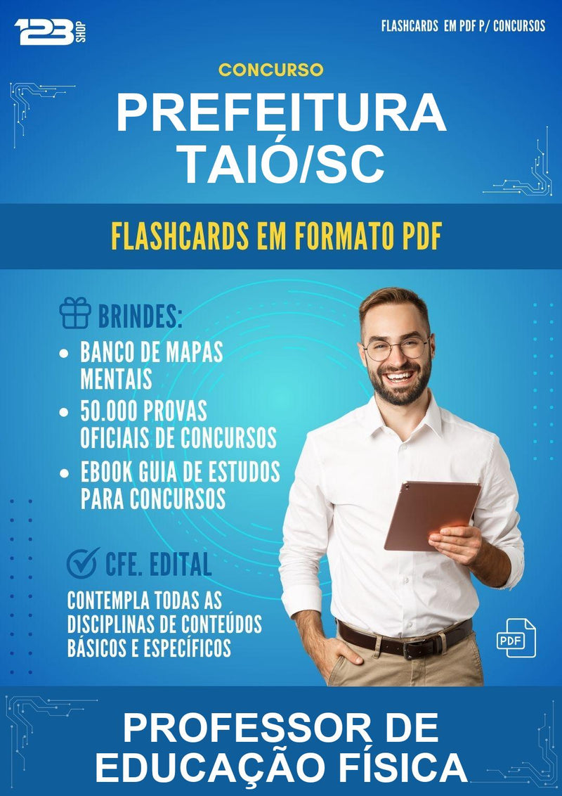 Flashcards em PDF para o Concurso Prefeitura Taió/SC para Professor de Educação Física - 2000 Flashcards