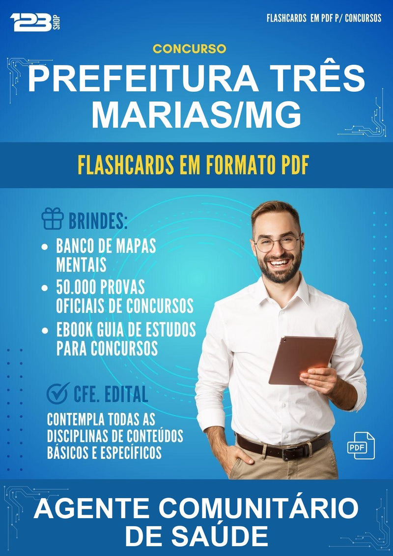 Flashcards em PDF para o Concurso Prefeitura Três Marias/MG para Agente Comunitário de Saúde - 2000 Flashcards