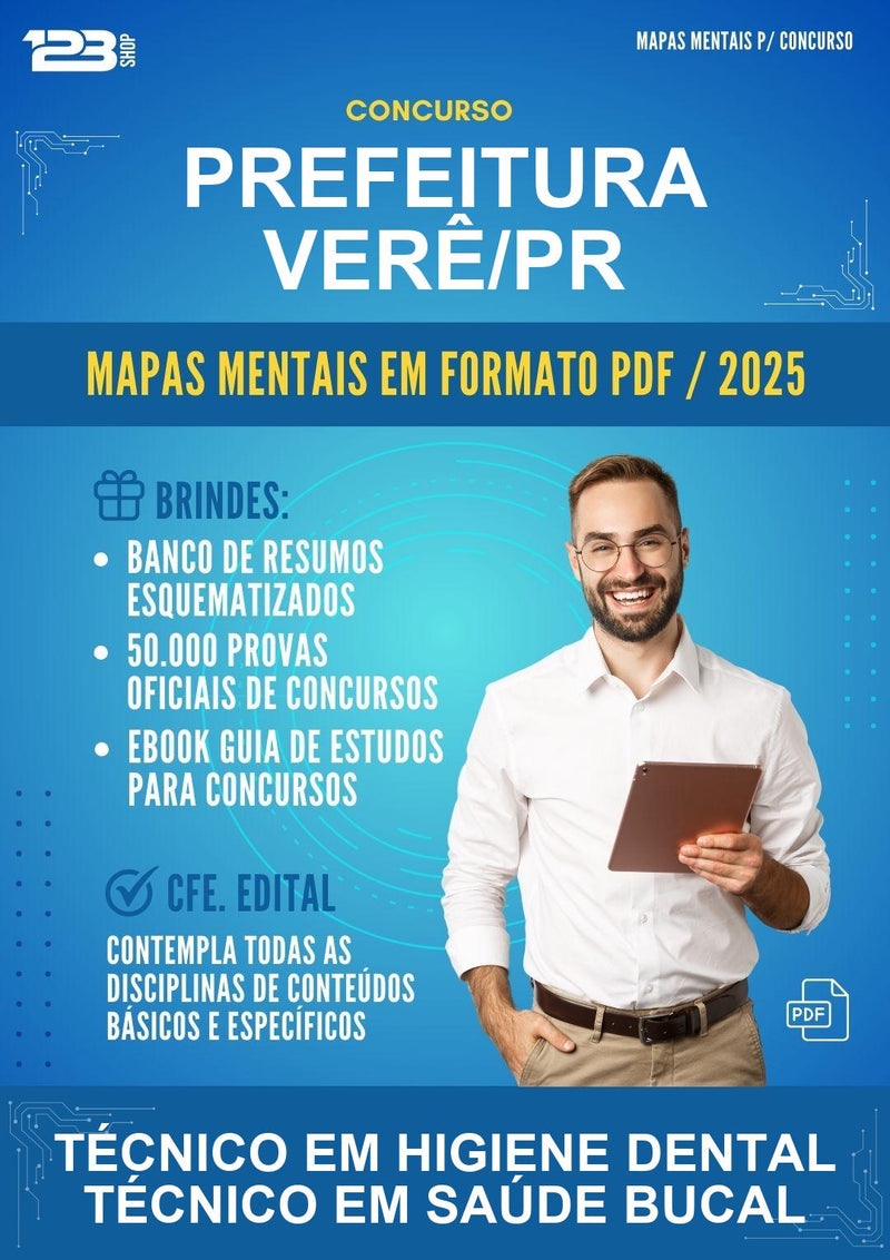 Mapas Mentais para o Concurso Prefeitura Verê/PR para Técnico Em Higiene Dental Técnico Em Saúde Bucal