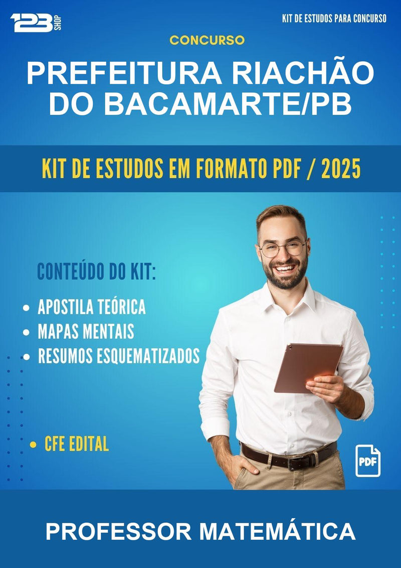Kit de Estudos para o Concurso Prefeitura Riachão do Bacamarte/PB para Professor Matemática