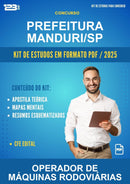 Kit de Estudos para o Concurso Prefeitura Manduri/SP para Operador de Máquinas Rodoviárias