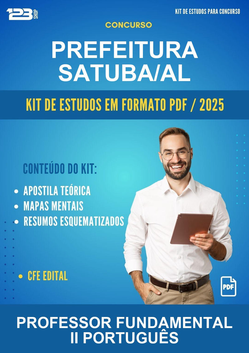 Kit de Estudos para o Concurso Prefeitura Satuba/AL para Professor Fundamental Ii Português